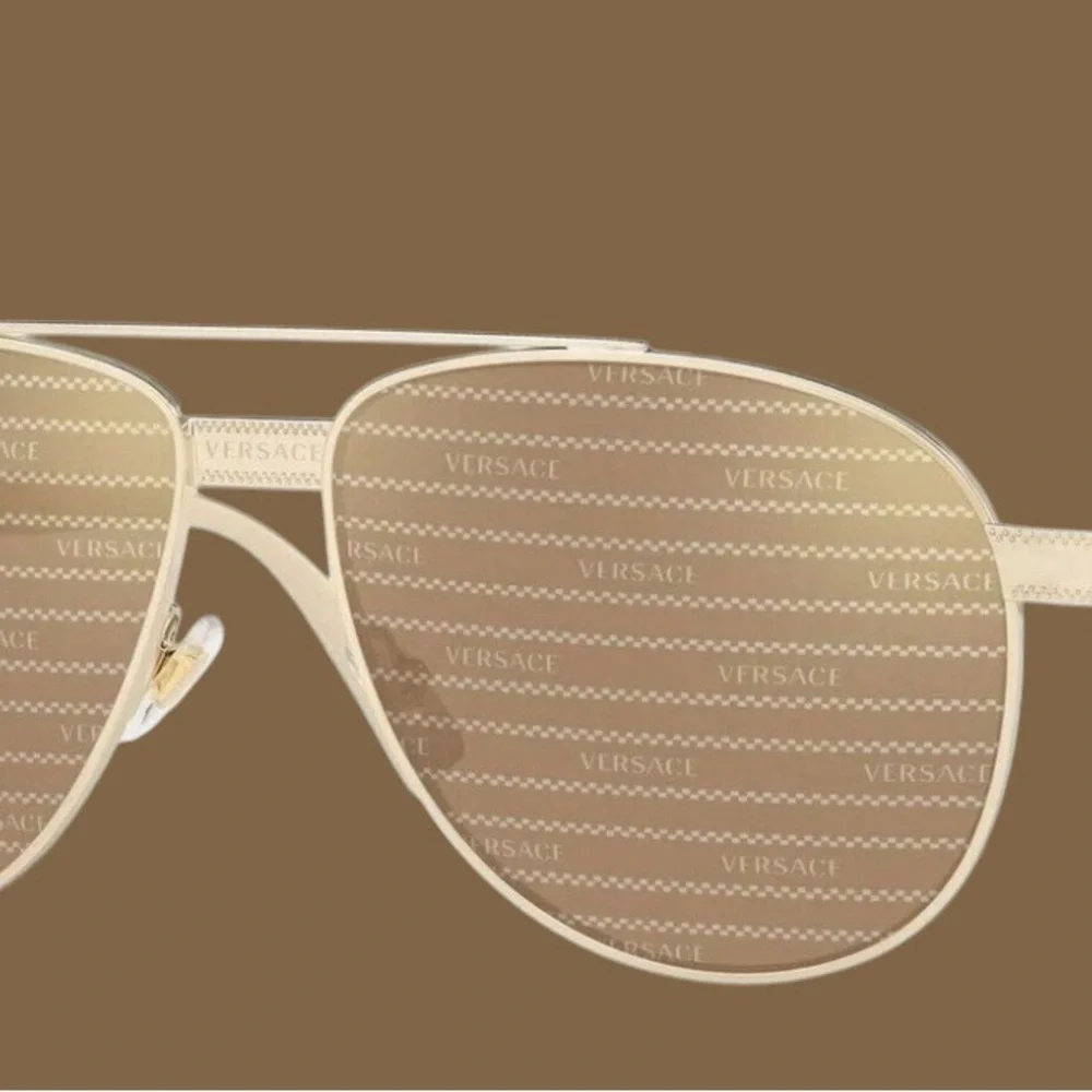 Versace Men’s Beige Metal Aviator VE2209 Sunglasses 1252/V3